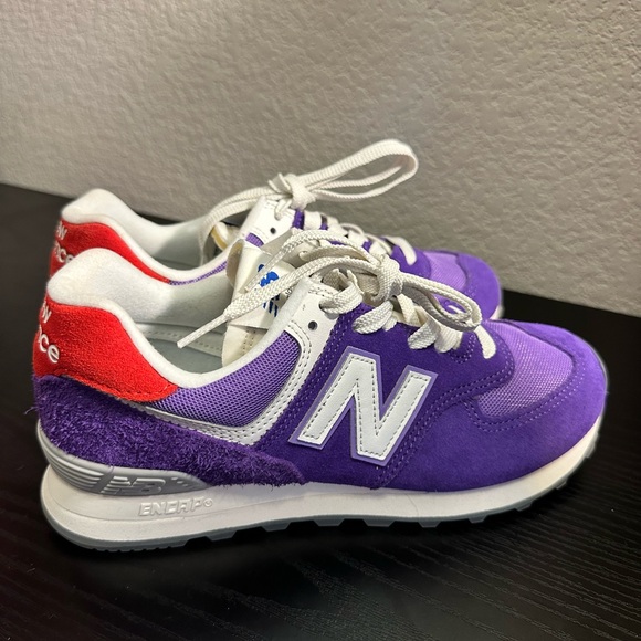 New Balance 574 Purple and Red Sneakers - Picture 5 of 9
